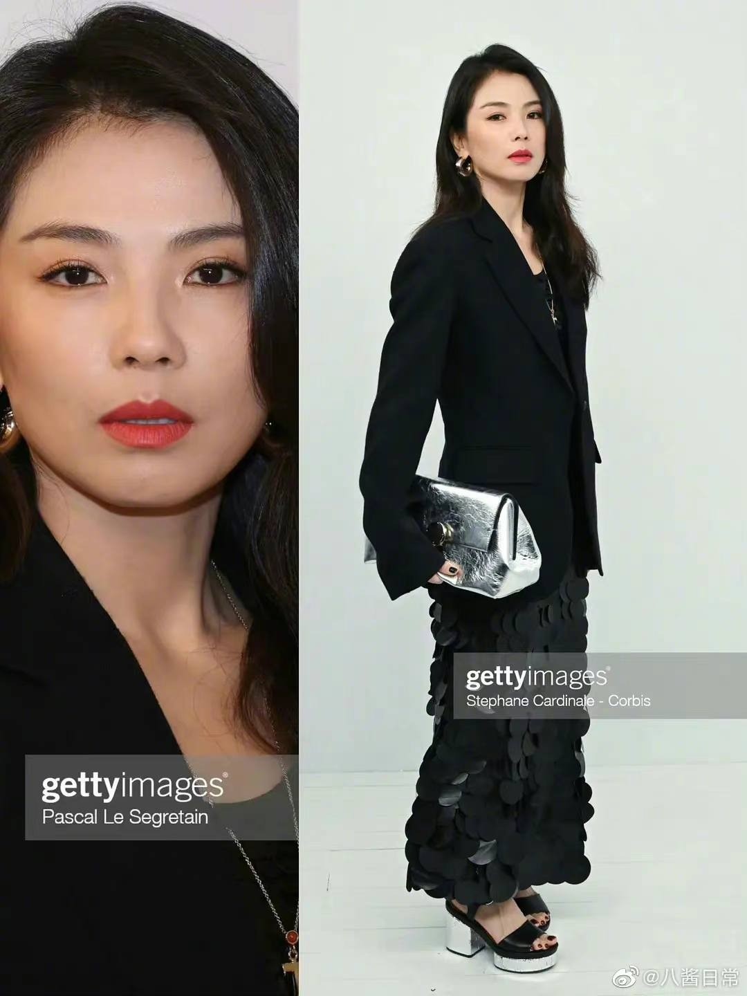 Diện nguyên cây đen tại Paris Fashion Week lần này nhưng 'chị đại' Lưu Đào dường như lép vế với các đàn em. Ở ảnh chụp cận mặt, nàng 'A Châu' lộ rõ dấu hiệu tuổi tác.