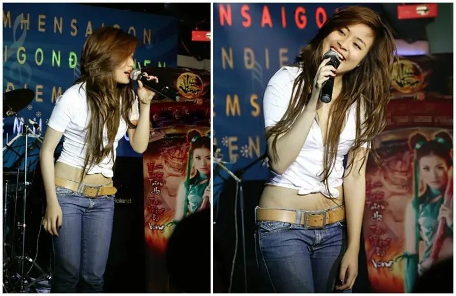 Hoàng Thùy Linh biểu diễn tại quán bar.