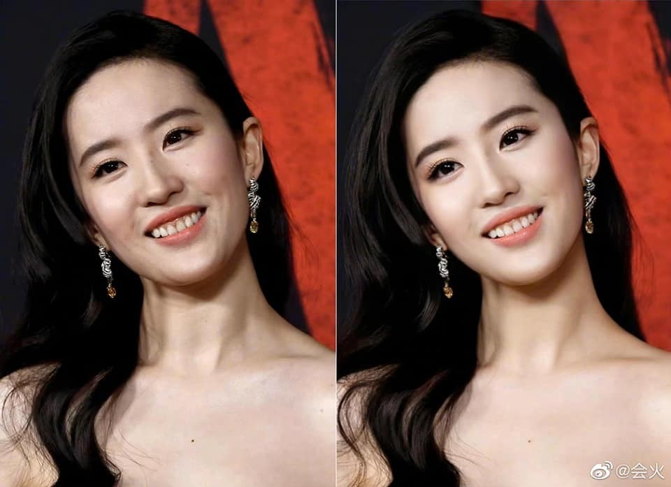 Đây là bức ảnh mà Lưu Diệc Phi nhận về nhiều ý kiến trái chiều. Rất nhiều người không thích nụ cười chưa hoàn hảo của cô và cho rằng ảnh photoshop nâng tầm nhan sắc cho 'thần tiên tỷ tỷ'. Tuy nhiên, ảnh gốc cũng đủ cho thấy vẻ đẹp chất minh tinh của cô nàng. Có người nói gương mặt Lưu Diệc Phi rất đặc biệt, có các nét không đẹp hoàn hảo nhưng khi ghép lại thì vô cùng hài hòa, dễ chịu.