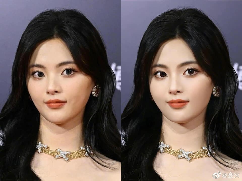 Ảnh chỉnh sửa của Dương Siêu Việt gần như chỉ nâng tông da so với ảnh gốc. Thậm chí, nó còn bị chê vì đã làm mất đi các đường nét trên mặt nữ diễn viên.