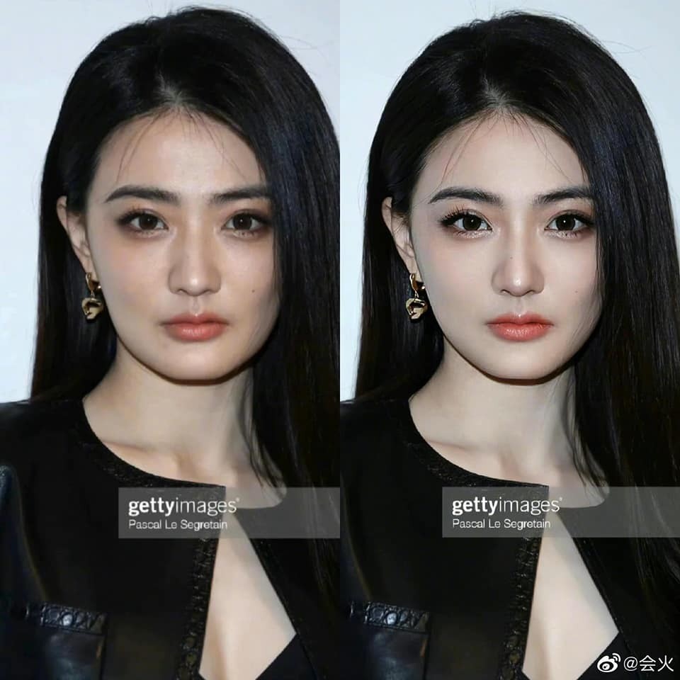 Từ Lộ đẹp xuất sắc trong bức hình do 'hung thần' Getty chụp lại. Ảnh chỉnh sửa chỉ việc nâng tông da cho cô nàng. Rõ ràng, ở bức hình bên trái Từ Lộ trông thần thái, chân thật hơn hẳn.