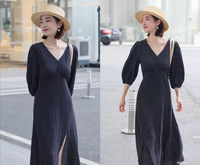 Váy khoét cổ chữ V làm tôn nên phần xương quai xanh tuyệt đẹp cho người mặc.