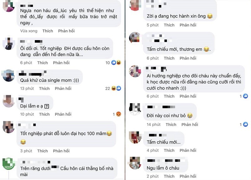 Ý kiến của CDM trước màn cầu hôn của 2 bạn trẻ. Ảnh chụp màn hình