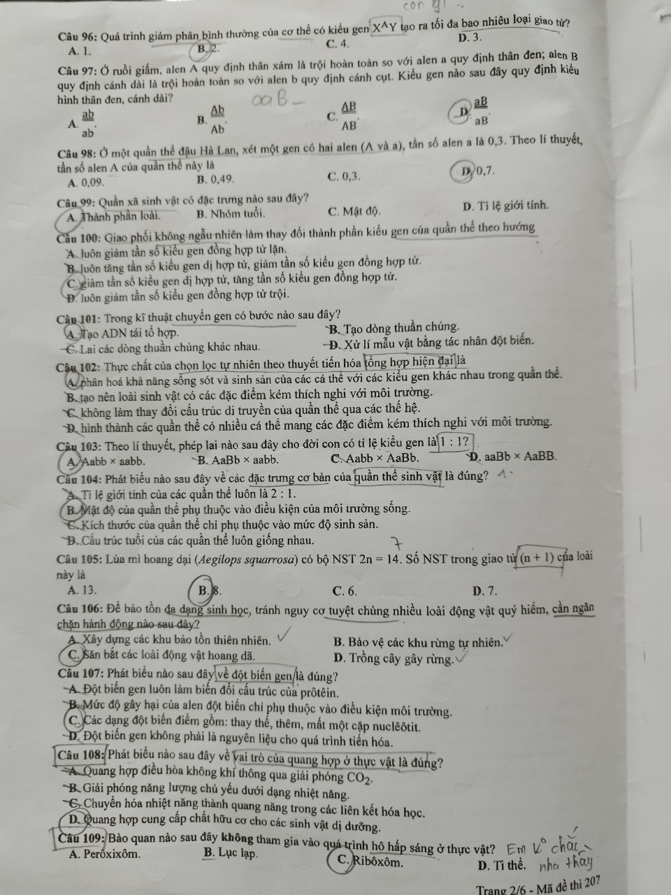 Đề thi THPT Quốc gia 2023 môn Sinh học tất cả các mã đề - Ảnh 2