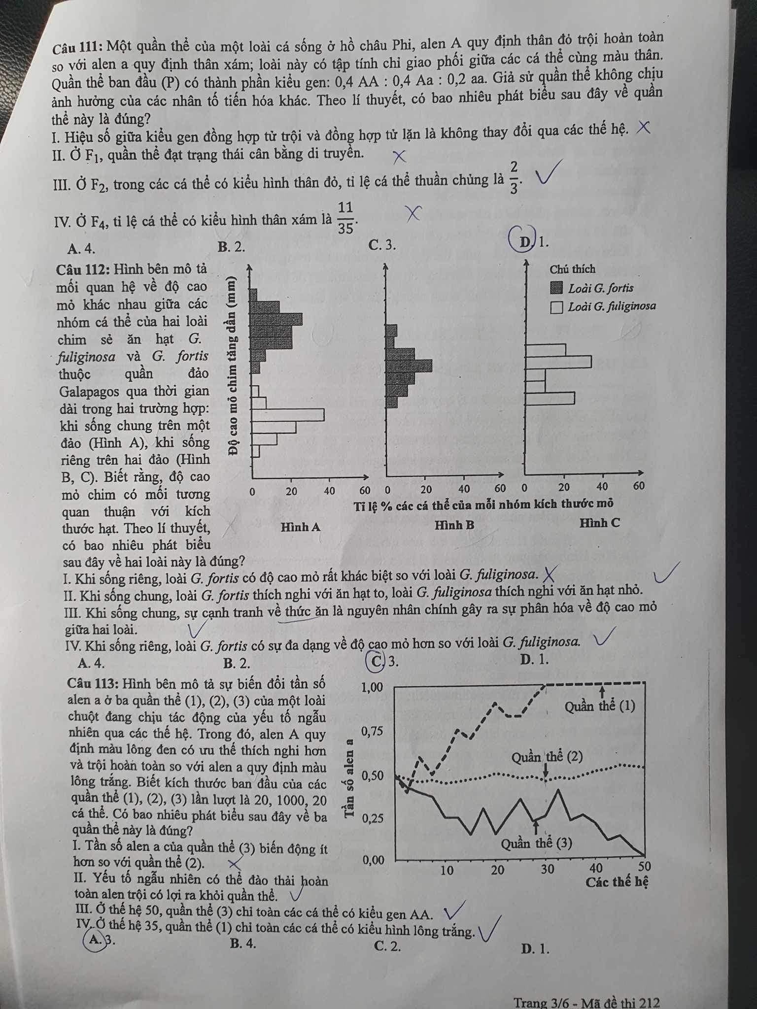 Đáp án môn Sinh học mã đề 212 kỳ thi tốt nghiệp THPT 2023 - Ảnh 3