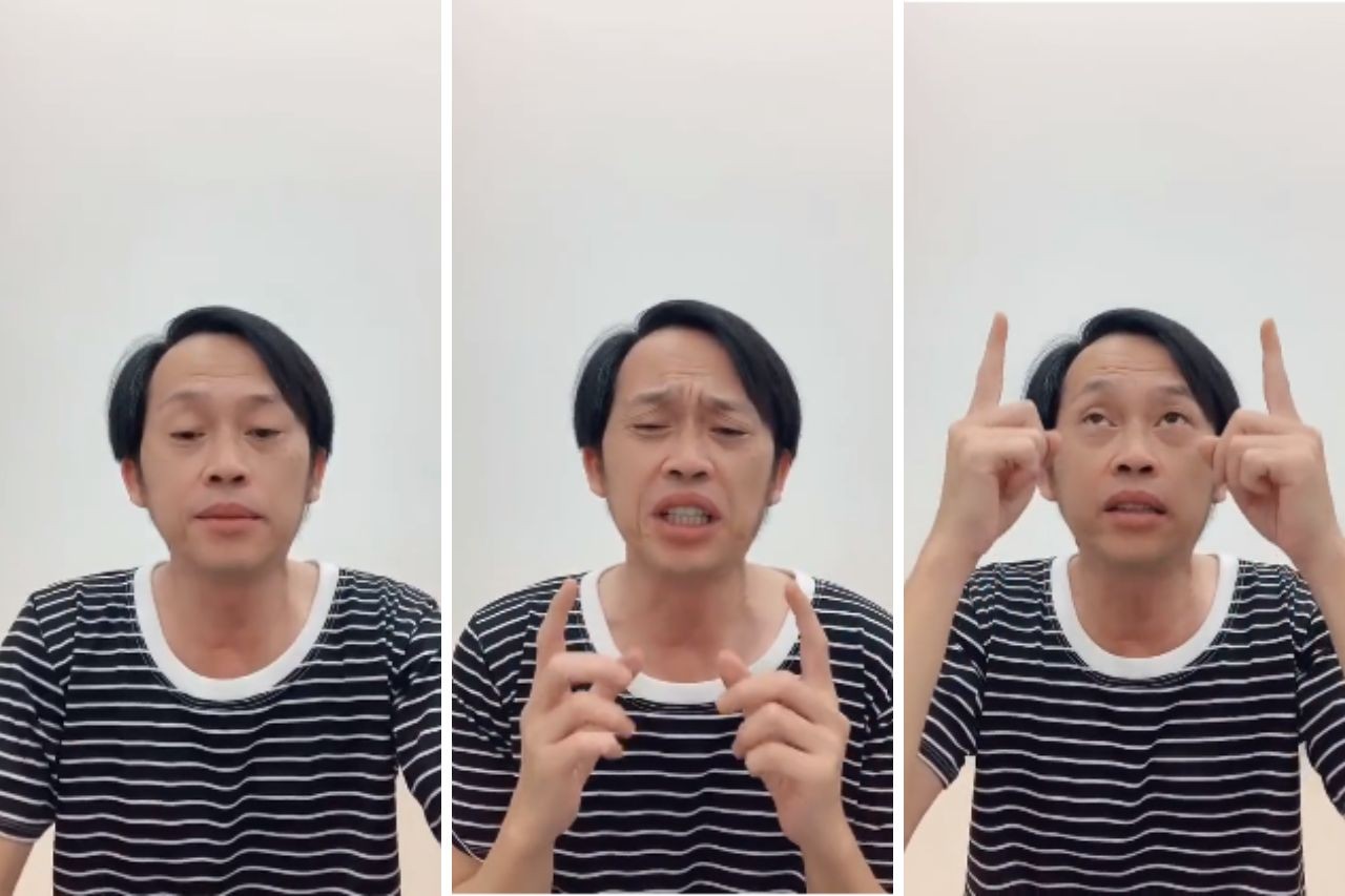 Hoài Linh hát nhạc Hoài Lâm trong một video đăng lên Tik Tok. Ảnh chụp màn hình