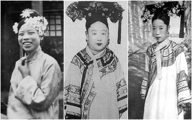 Đây là những phi tần cuối triều Thanh. Họ bị nhận xét là kém sắc so với chuẩn đẹp ngày nay. Từ trái qua phải là Thục Phi Văn Tú, Cẩn Phi, Long Dụ Thái hậu. Ảnh: Internet Đây là những phi tần cuối triều Thanh. Họ bị nhận xét là kém sắc so với chuẩn đẹp ngày nay. Từ trái qua phải là Thục Phi Văn Tú, Cẩn Phi, Long Dụ Thái hậu. Ảnh: Internet