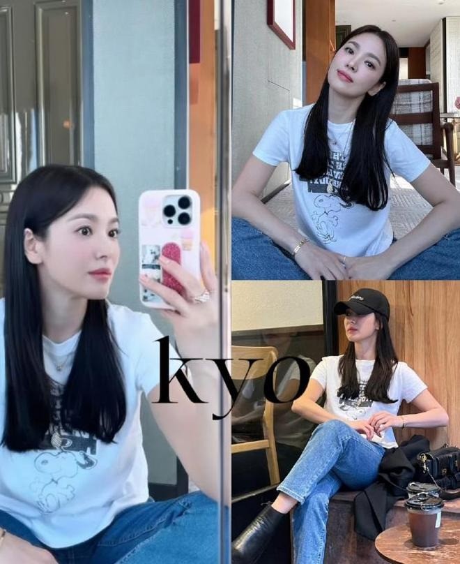 Diện quần bò, áo phông, Song Hye Kyo trông như những chị đẹp U30. Diện quần bò, áo phông, Song Hye Kyo trông như những chị đẹp U30.