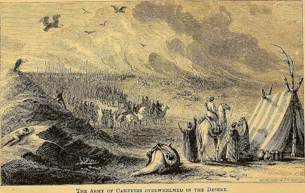 Quân đội Cambyses áp đảo trên sa mạc. Ảnh: Internet