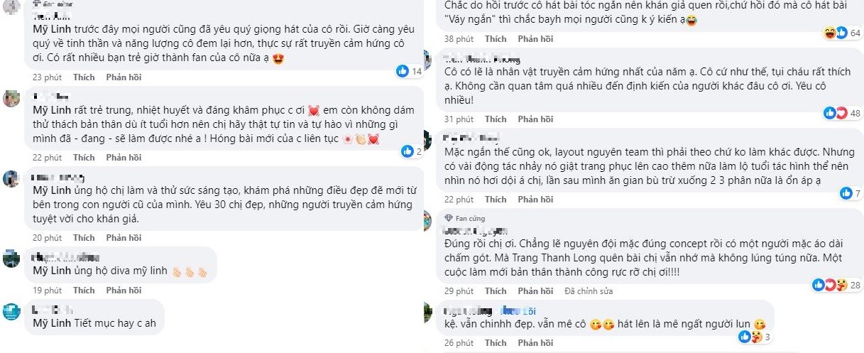 Đông đảo cư dân mạng bày tỏ sự ủng hộ với sự thay đổi của Mỹ Linh. Ảnh chụp màn hình