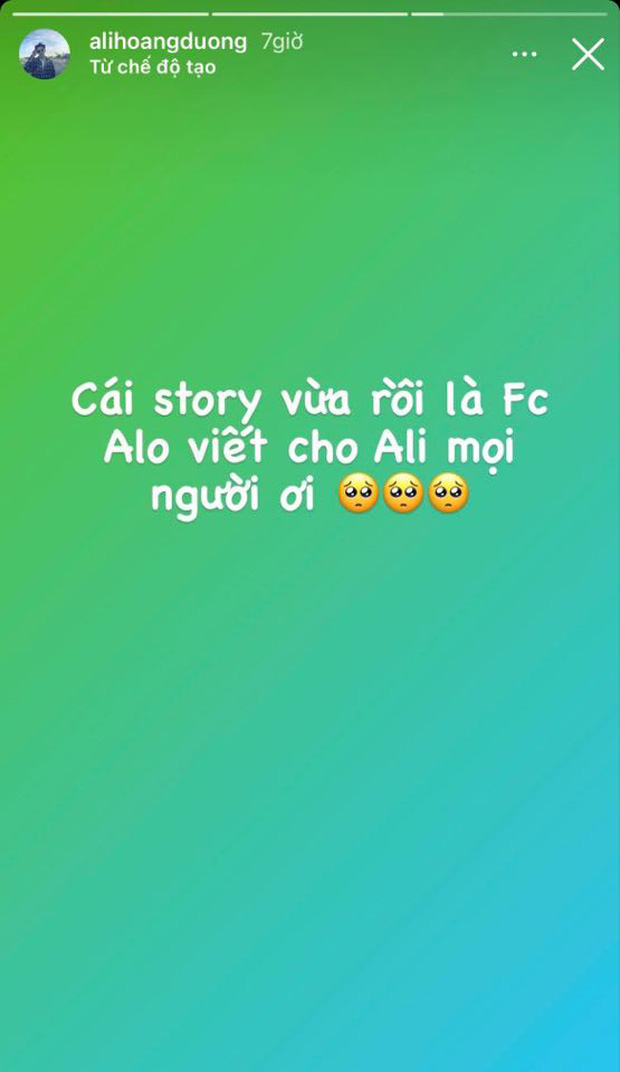 Trạng thái đính chính xóa tan nghi ngờ của Ali Hoàng Dương Trạng thái đính chính xóa tan nghi ngờ của Ali Hoàng Dương