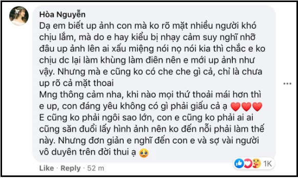 Hoà Minzy chính thức lên tiếng nói rõ nguyên do giấu diện mạo con trai Hoà Minzy chính thức lên tiếng nói rõ nguyên do giấu diện mạo con trai