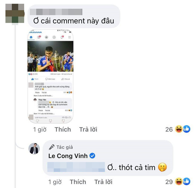 Công Vinh cũng không hề hay biết sự tồn tại của màn đối đáp giữa vợ và cư dân mạng