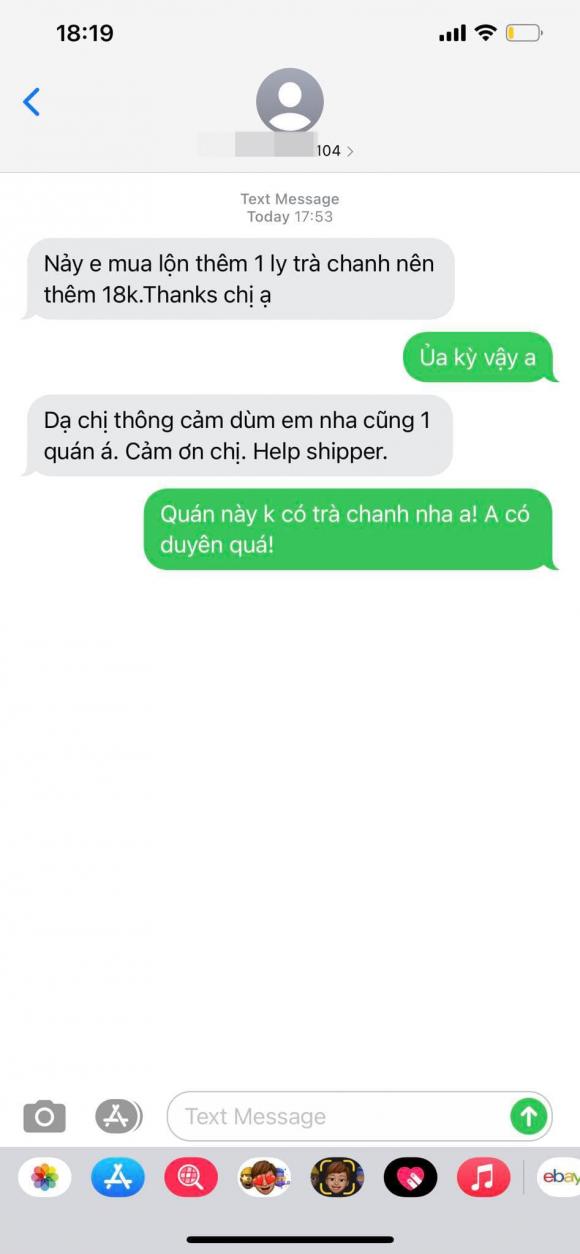 Đoạn tin nhắn giữa Trà My Idol và anh shipper Đoạn tin nhắn giữa Trà My Idol và anh shipper