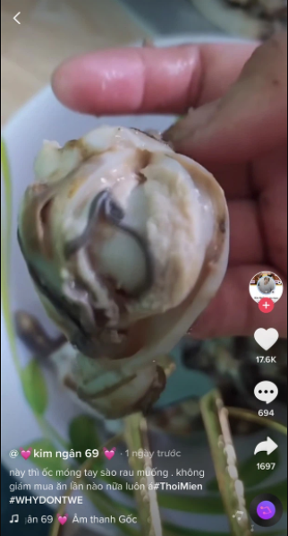 Cô gái chia sẻ clip ốc có sán lên tiktok cá nhân Cô gái chia sẻ clip ốc có sán lên tiktok cá nhân