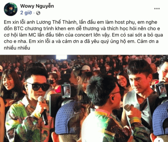 Wowy viết tâm thư xin lỗi Lương Thế Thành trên trang cá nhân Wowy viết tâm thư xin lỗi Lương Thế Thành trên trang cá nhân