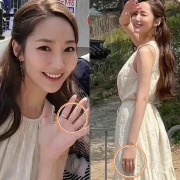 Chiếc nhẫn trên ngón giữa của Park Min Young được đeo sang ngón áp út Chiếc nhẫn trên ngón giữa của Park Min Young được đeo sang ngón áp út