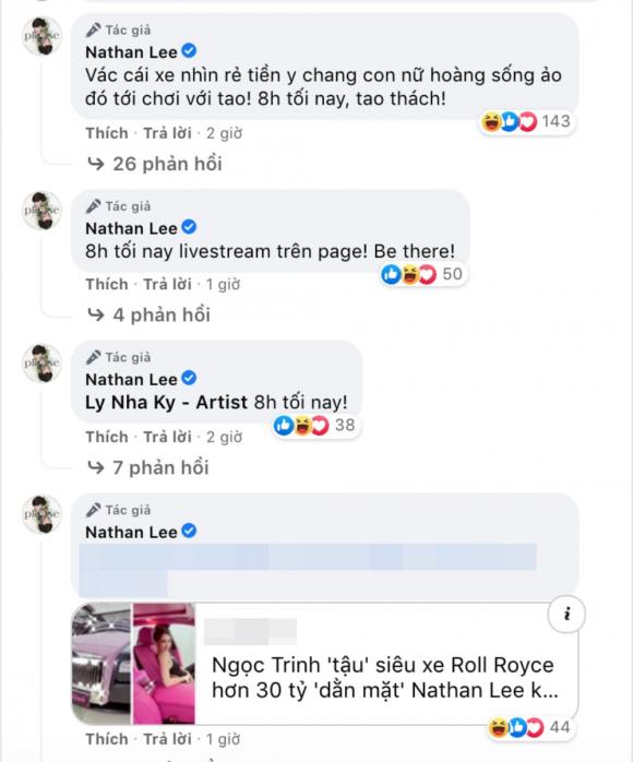 Nathan Lee còn chia sẻ hẳn bài viết về chuyện Ngọc Trinh mới tậu xế hộp tiền tỷ và thách thức cực căng ở phần bình luận. Nathan Lee còn chia sẻ hẳn bài viết về chuyện Ngọc Trinh mới tậu xế hộp tiền tỷ và thách thức cực căng ở phần bình luận.