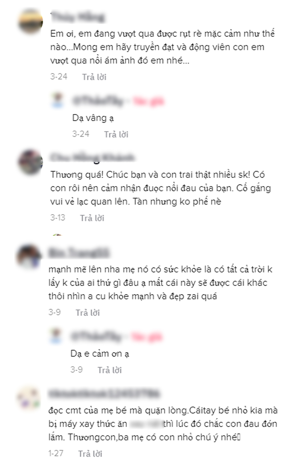 Người được cho là mẹ cậu bé chia sẻ, cho biết con trai bị tai nạn chứ không phải do bẩm sinh. (Ảnh: Chụp màn hình)