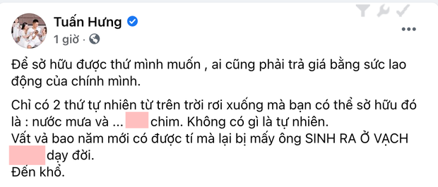 Status gây tranh cãi của Tuấn Hưng Status gây tranh cãi của Tuấn Hưng