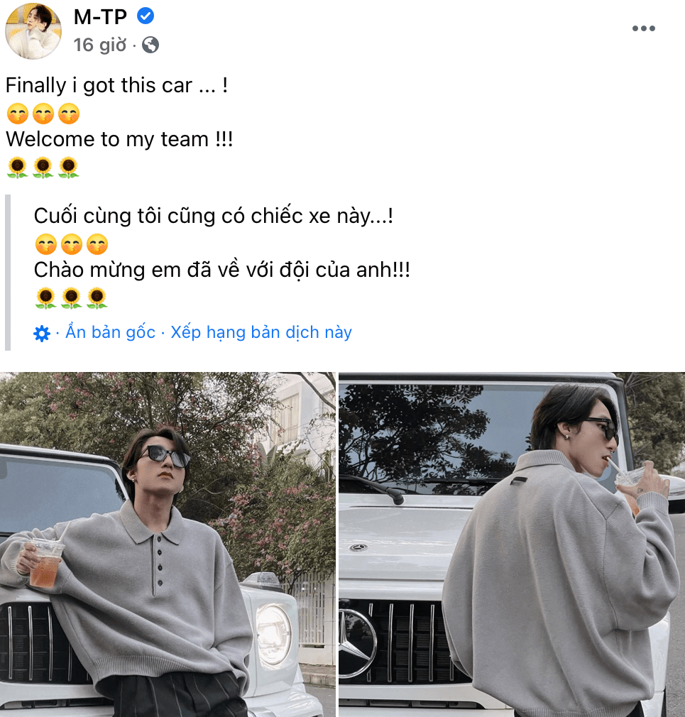 Sơn Tùng khoe dáng bên xế hộp mới tậu. Ảnh IGNV