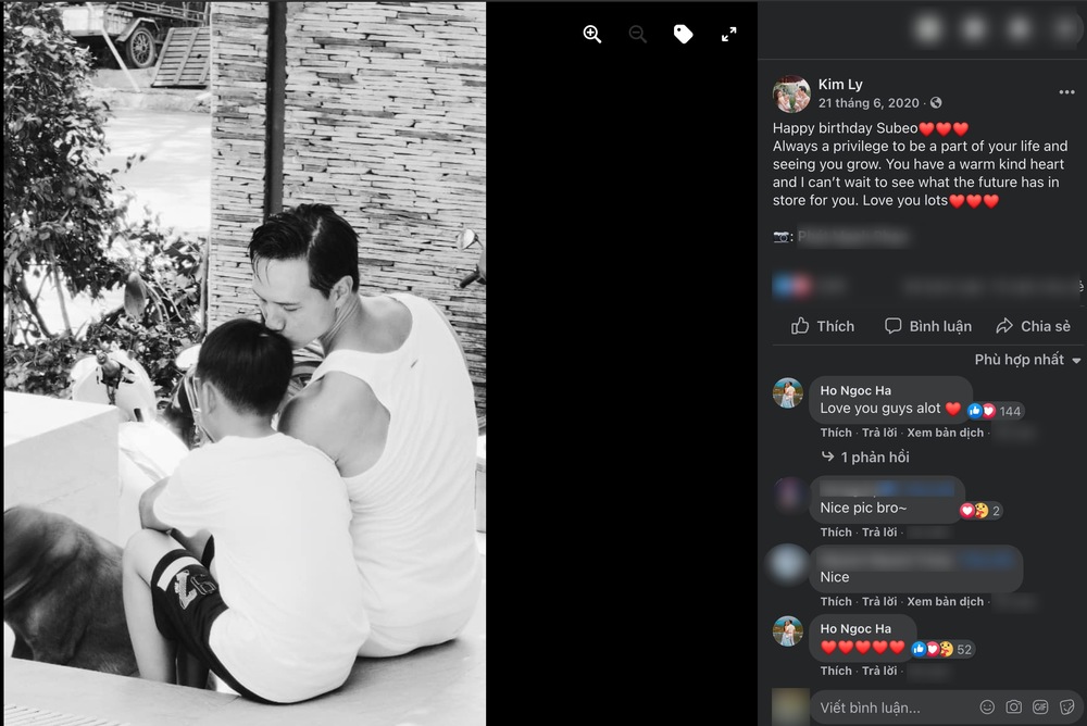 Kim Lý không quên gửi lời chúc sinh nhật ngọt ngào đến Subeo. (Ảnh chụp màn hình)
