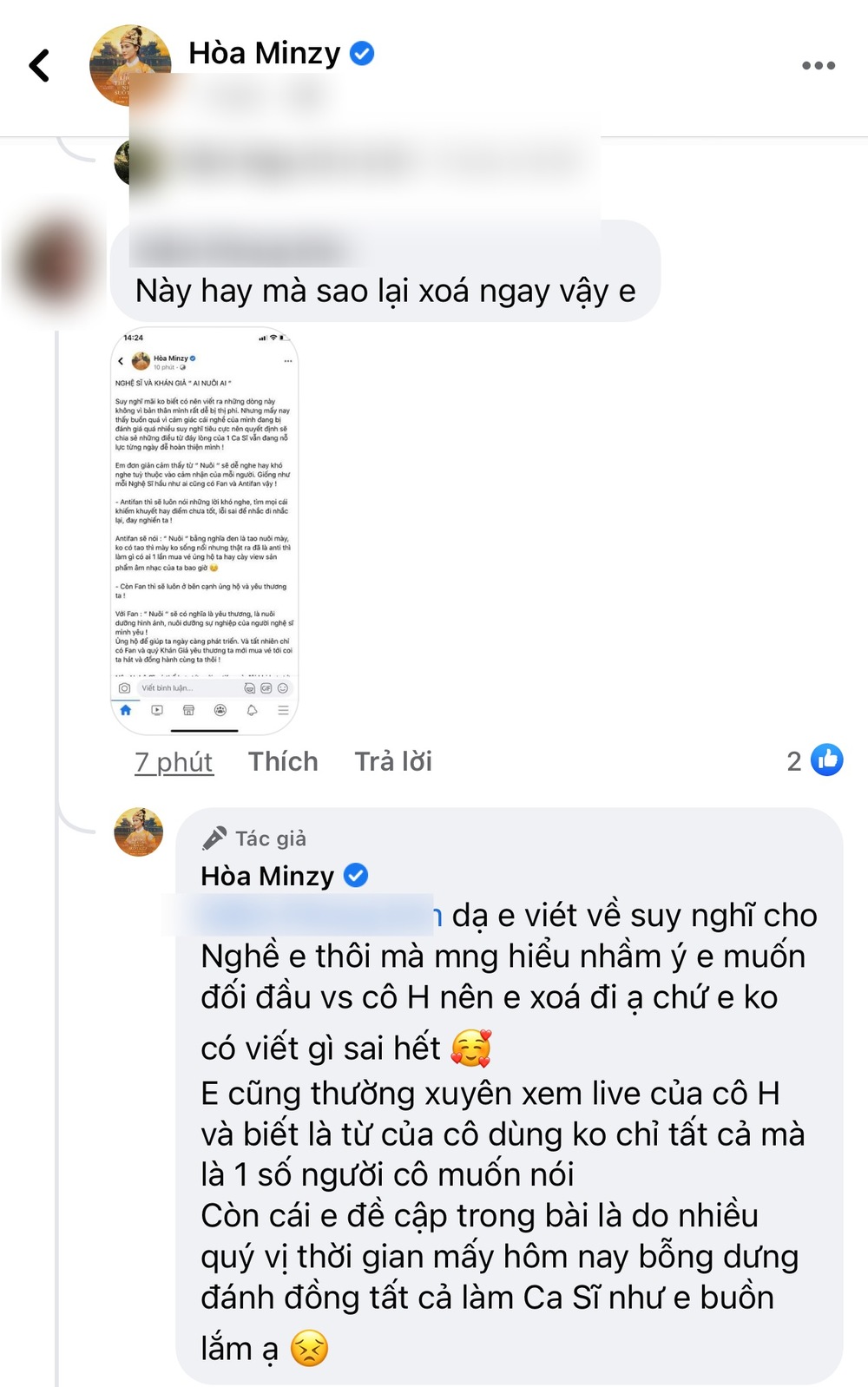 Cô nàng xóa đi và giải thích không muốn gây hiểu lầm với bà Phương Hằng Cô nàng xóa đi và giải thích không muốn gây hiểu lầm với bà Phương Hằng