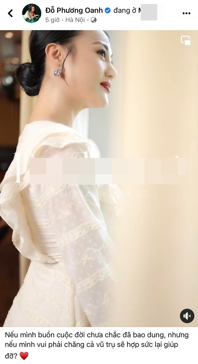 Phương Oanh có dòng chia sẻ đáng chú ý trên MXH. Ảnh: Facebook Phương Oanh có dòng chia sẻ đáng chú ý trên MXH. Ảnh: Facebook