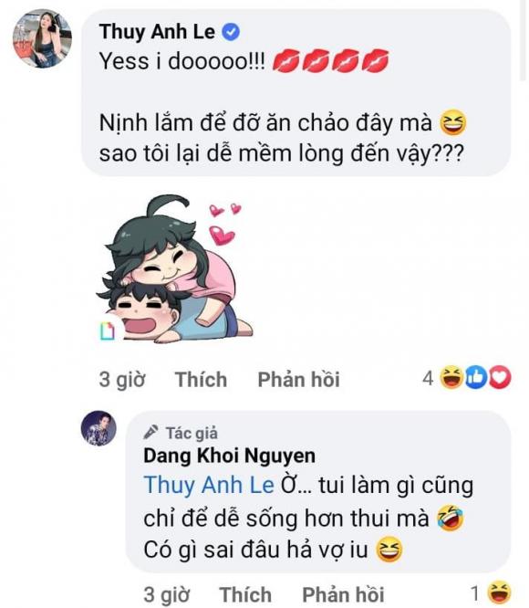 Màn tương tác cực tình với Đăng Khôi và bà xã Thuỳ Anh khiến dân tình thích thú. Ảnh: Facebook Màn tương tác cực tình với Đăng Khôi và bà xã Thuỳ Anh khiến dân tình thích thú. Ảnh: Facebook