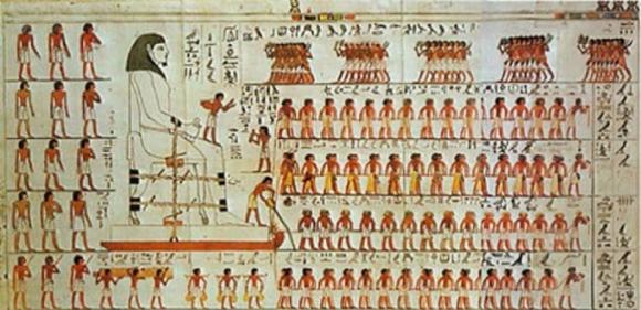 Những hình ảnh được tìm thấy trên bức tường hé lộ phần nào cách mà người Ai Cập cổ đại vận chuyển những khối đá khổng lồ để xây dựng kim tự tháp. Ảnh: Internet