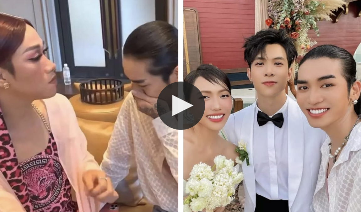 Đoạn clip Hải Triều và BB Trần 'bóc mẽ' Diệu Nhi và Anh Tú tại đám cưới khiến CĐM cười nghiêng ngả. Ảnh chụp từ clip