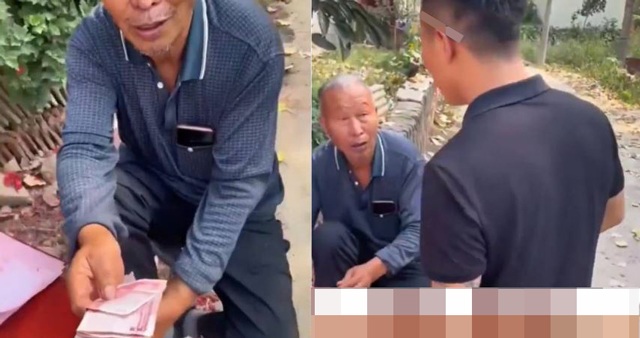 Khoảnh khắc người đàn ông đi nhầm đám cưới đến xin lại tiền. Ảnh: Internet