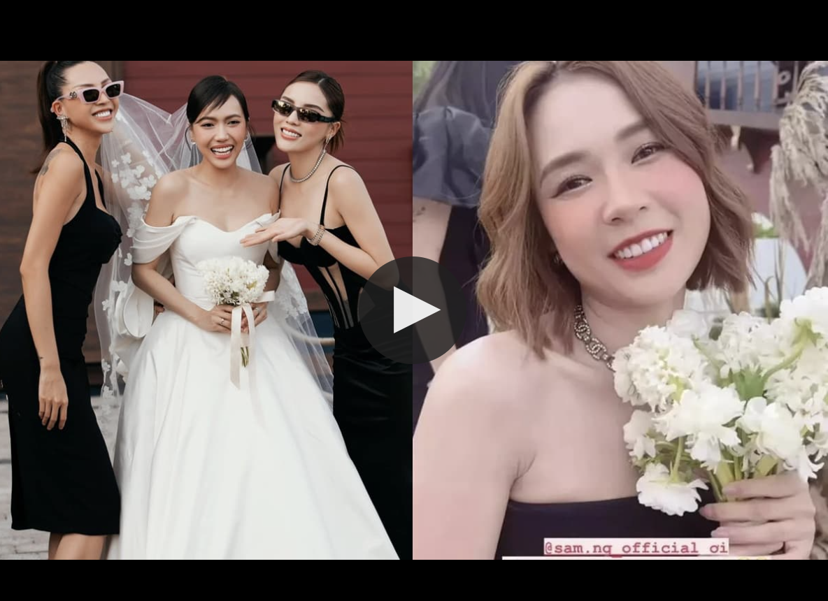 Đoạn clip ghi lại cảnh Kỳ Duyên là người bắt được hoa cưới của Diệu Nhi rước chứ không phải là Sam. Ảnh chụp từ clip