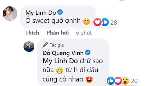 Màn tương tác của hoa hậu Đỗ Mỹ Linh và anh chồng nhanh chóng gây chú ý. Ảnh: Facebook Màn tương tác của hoa hậu Đỗ Mỹ Linh và anh chồng nhanh chóng gây chú ý. Ảnh: Facebook