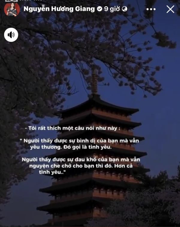 Nữ diễn viên Hương Giang đăng tải dòng trạng thái gây chú ý trên trang cá nhân. Ảnh: Instagram