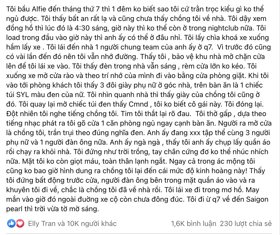Những đoạn chia sẻ của Elly Trần trong bài đăng mới đây thu hút sự chú ý của dân tình. Ảnh: Facebook