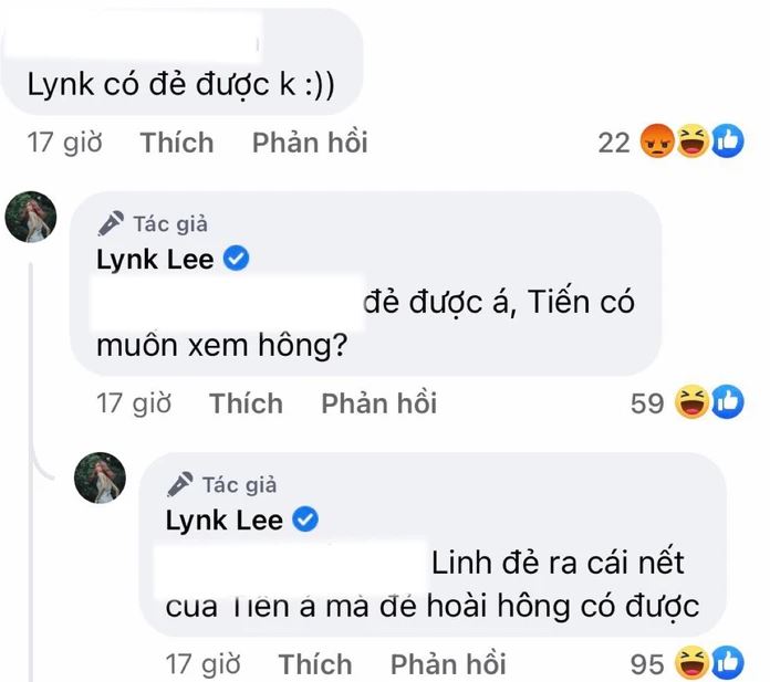 Màn đáp trả cực gắt của Lynk Lee trước những dòng bình luận kém duyên. Ảnh: Facebook