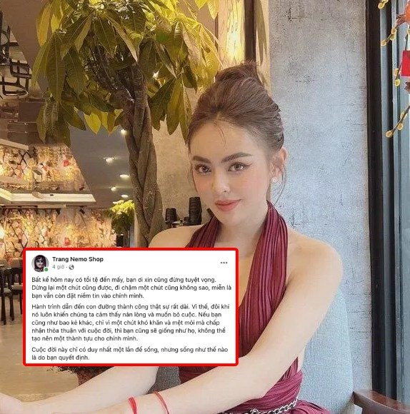 Trong khi đó Trang Nemo lại phải tự động viên mình sau phiên tòa. Ảnh: Internet Trong khi đó Trang Nemo lại phải tự động viên mình sau phiên tòa. Ảnh: Internet