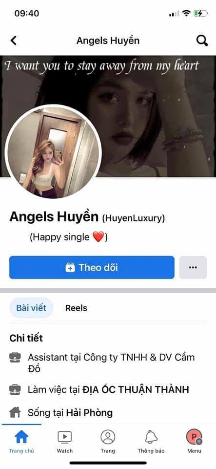 Trang cá nhân của Angels Huyền. Ảnh: Facebook Trang cá nhân của Angels Huyền. Ảnh: Facebook