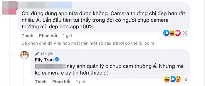 Cô được CDM khuyên không nên dùng app khi lên hình. Ảnh: Facebook Cô được CDM khuyên không nên dùng app khi lên hình. Ảnh: Facebook
