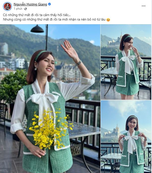 Dòng trạng thái gây chú ý của Hương Giang trên trang cá nhân khi nói về mất mát và buông bỏ. Ảnh: Facebook