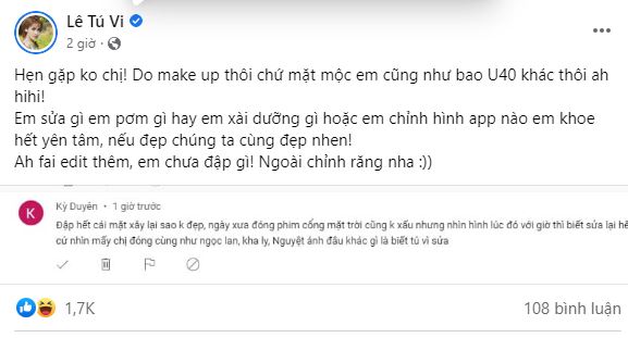 Tú Vi không ngần ngại đáp trả antifan. Ảnh: Facebook