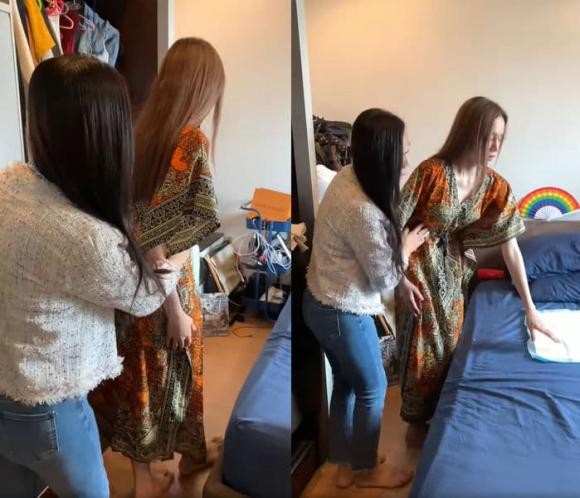 Lương Mỹ Kỳ cần có sự hỗ trợ của người khác khi đi lại. Ảnh: Facebook