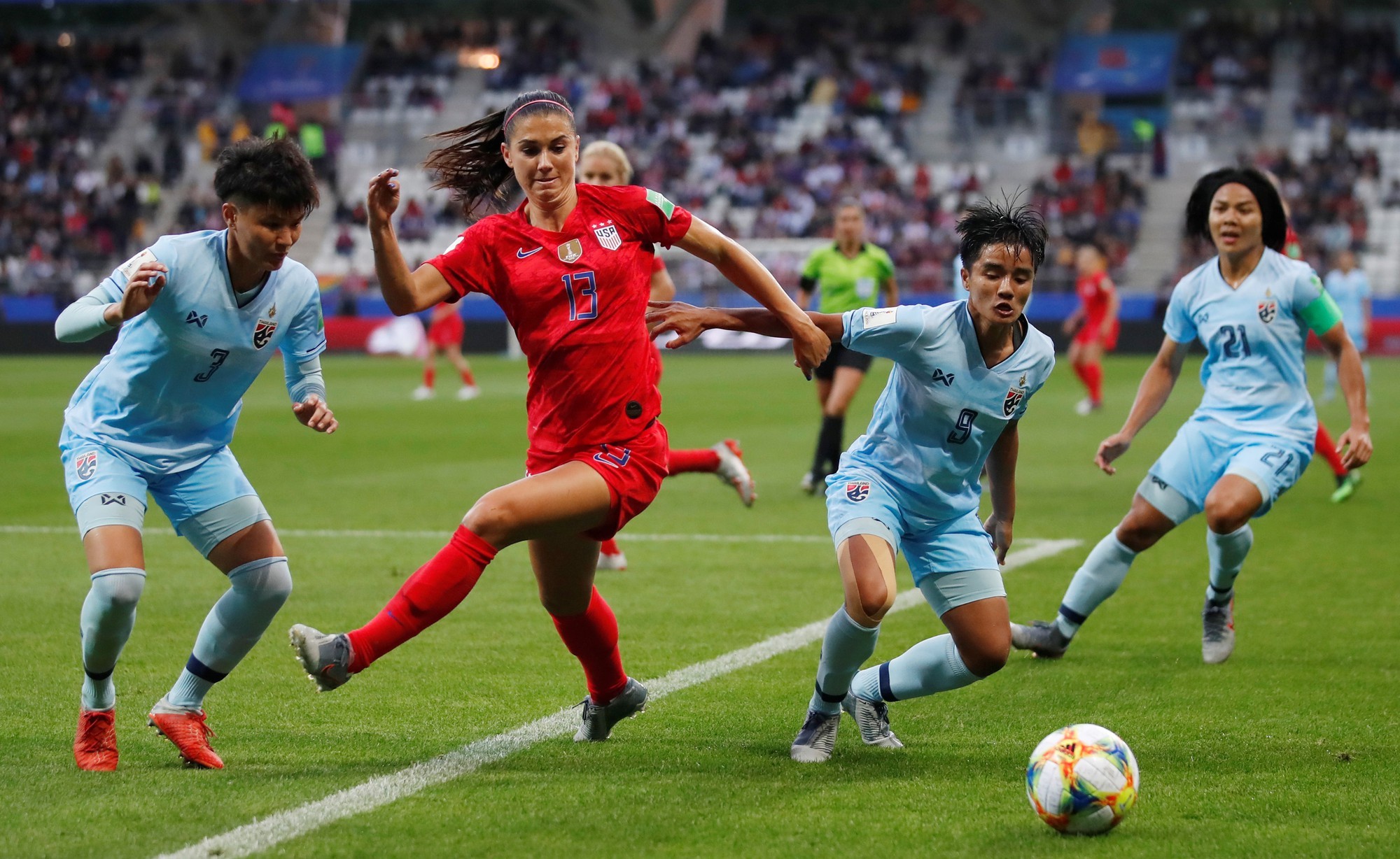 Thái Lan từng thất bại nặng nề trước Mỹ ở World Cup 2019. Ảnh: Internet Thái Lan từng thất bại nặng nề trước Mỹ ở World Cup 2019. Ảnh: Internet