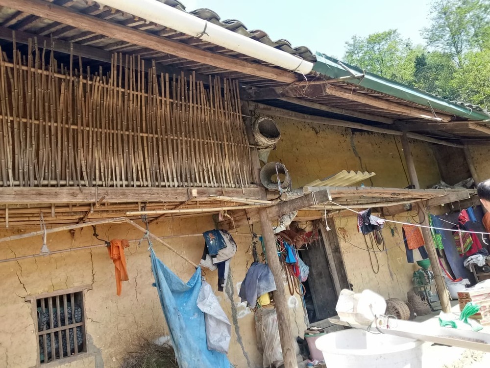 Căn nhà tranh vách đất của Sò và ông bà nội. Ảnh: Internet