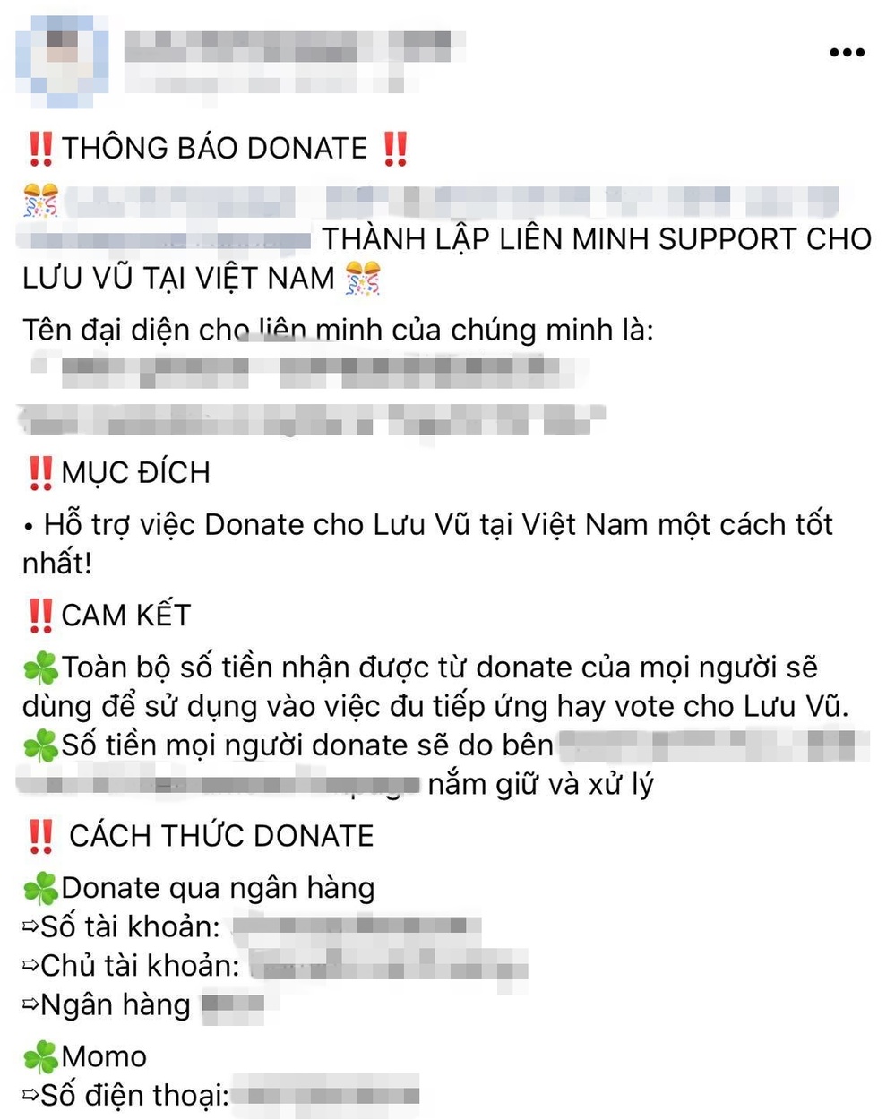 Màn kêu gọi donate của fandom. Ảnh: Internet
