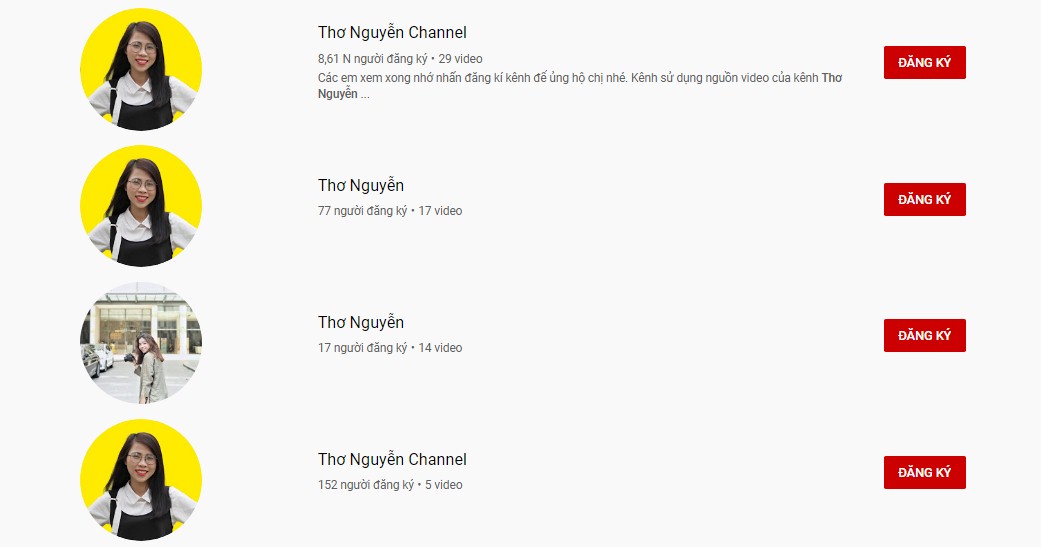 Ngay sau khi Thơ Nguyễn chính chủ biến mất, hàng loạt Thơ Nguyễn 'pha ke' mọc lên như nấm sau mưa. Ảnh chụp màn hình