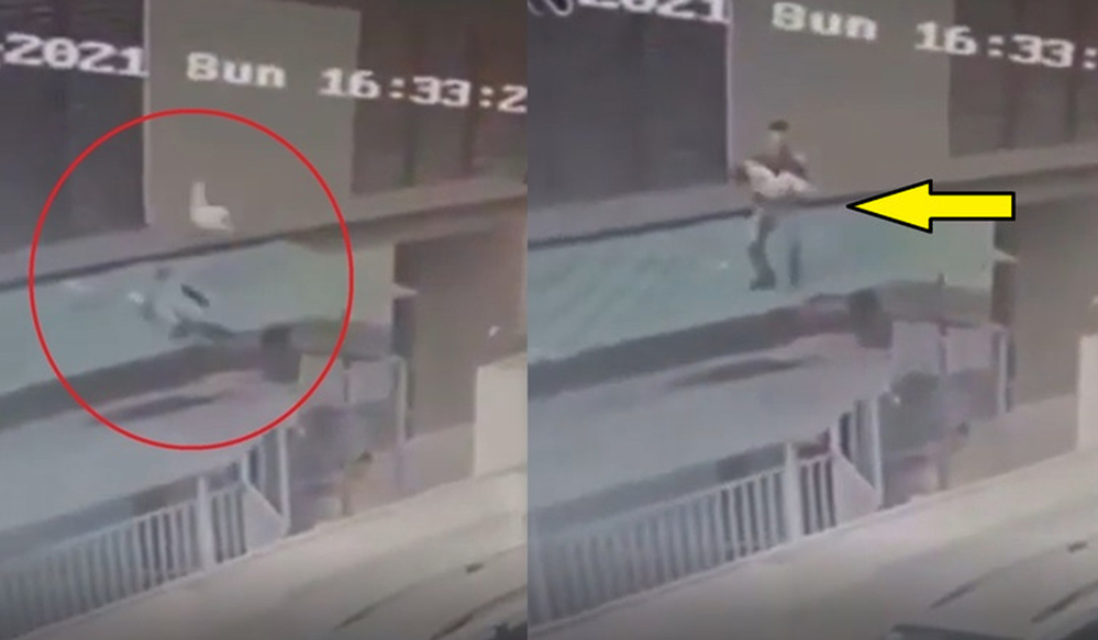 Camera ghi lại hình ảnh anh Mạnh giải cứu bé gái rơi từ tầng 13 căn chung cư. Ảnh: Internet Camera ghi lại hình ảnh anh Mạnh giải cứu bé gái rơi từ tầng 13 căn chung cư. Ảnh: Internet