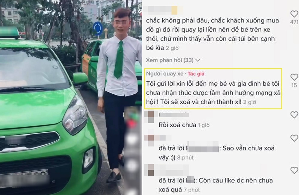 Trong đoạn video này, tài xế cho biết cũng đã gửi lời xin lỗi đến gia đình em bé về sự việc. Ảnh: Internet Trong đoạn video này, tài xế cho biết cũng đã gửi lời xin lỗi đến gia đình em bé về sự việc. Ảnh: Internet