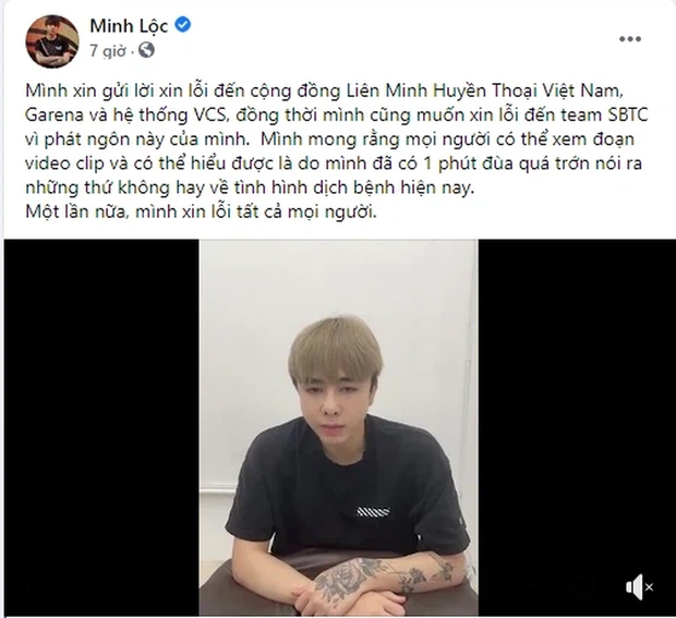 Lời xin lỗi muộn màng của 'Ma Vương 2k'. Ảnh chụp màn hình Lời xin lỗi muộn màng của 'Ma Vương 2k'. Ảnh chụp màn hình